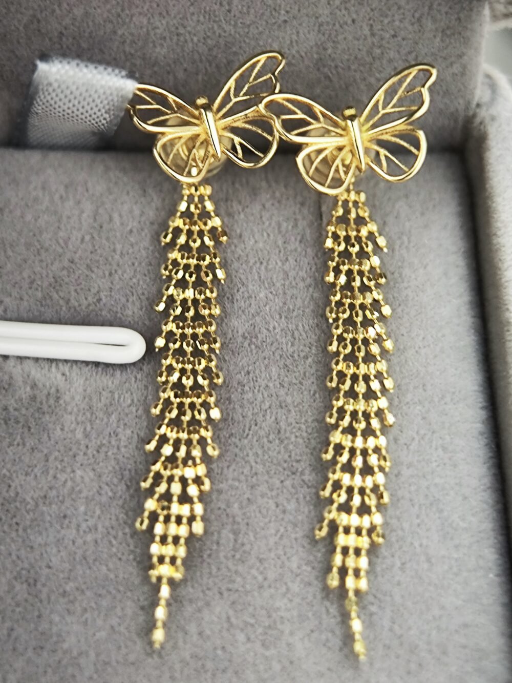 Butterfly 18k Gold Dangling Earrings - Brand new
