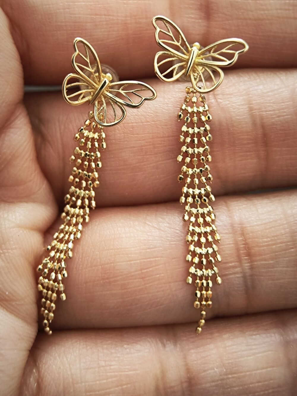 Butterfly 18k Gold Dangling Earrings - Brand new - Image 2