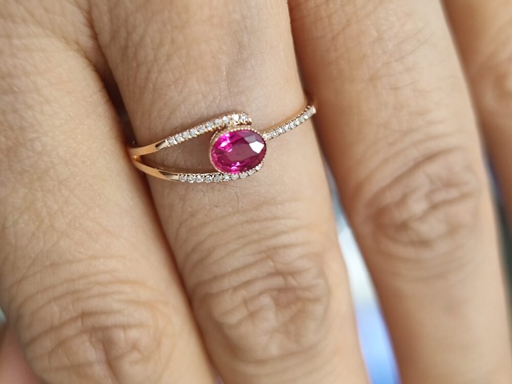 18k Rose Gold Ruby Diamond Ring - Brand new - Image 3