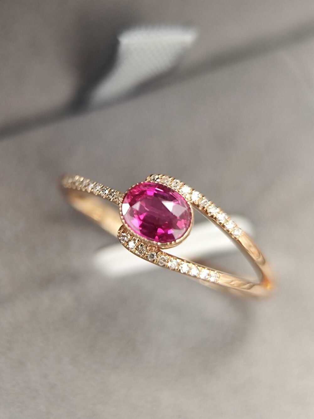 18k Rose Gold Ruby Diamond Ring - Brand new