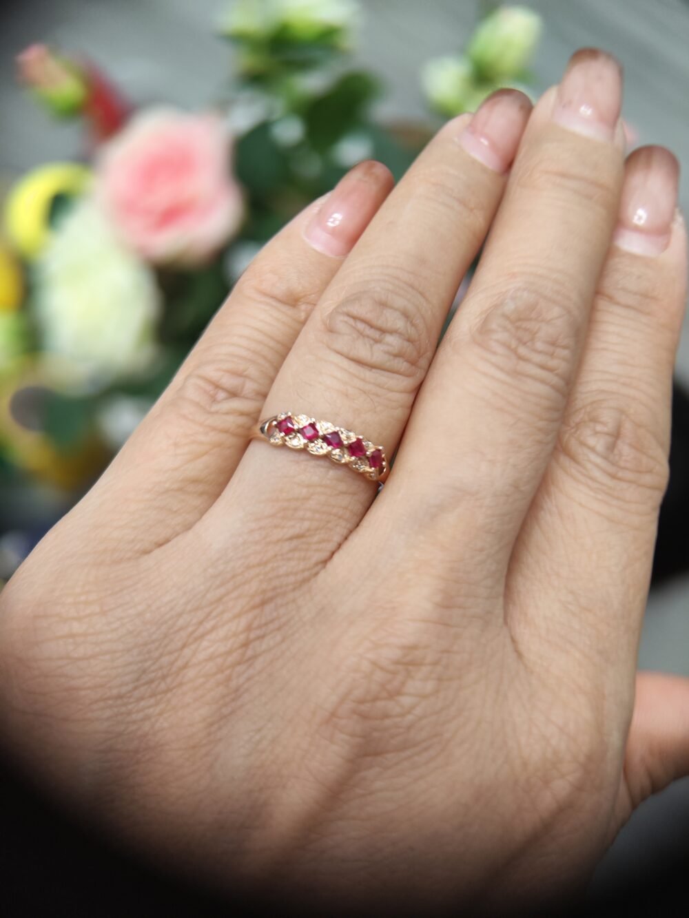 18k Rose Gold Ruby Diamond Ring - Brand new - Image 2