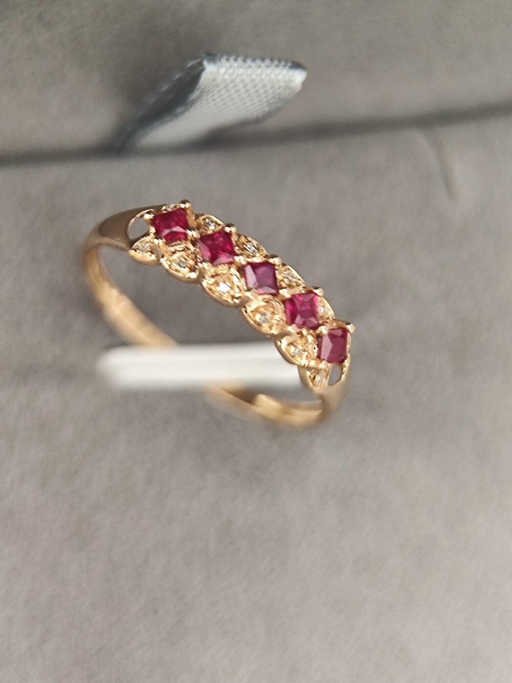 18k Rose Gold Ruby Diamond Ring - Brand new