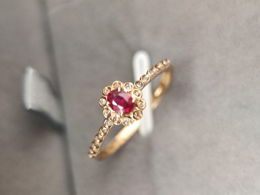 18k Rose Gold Ruby Diamond Ring - Brand new
