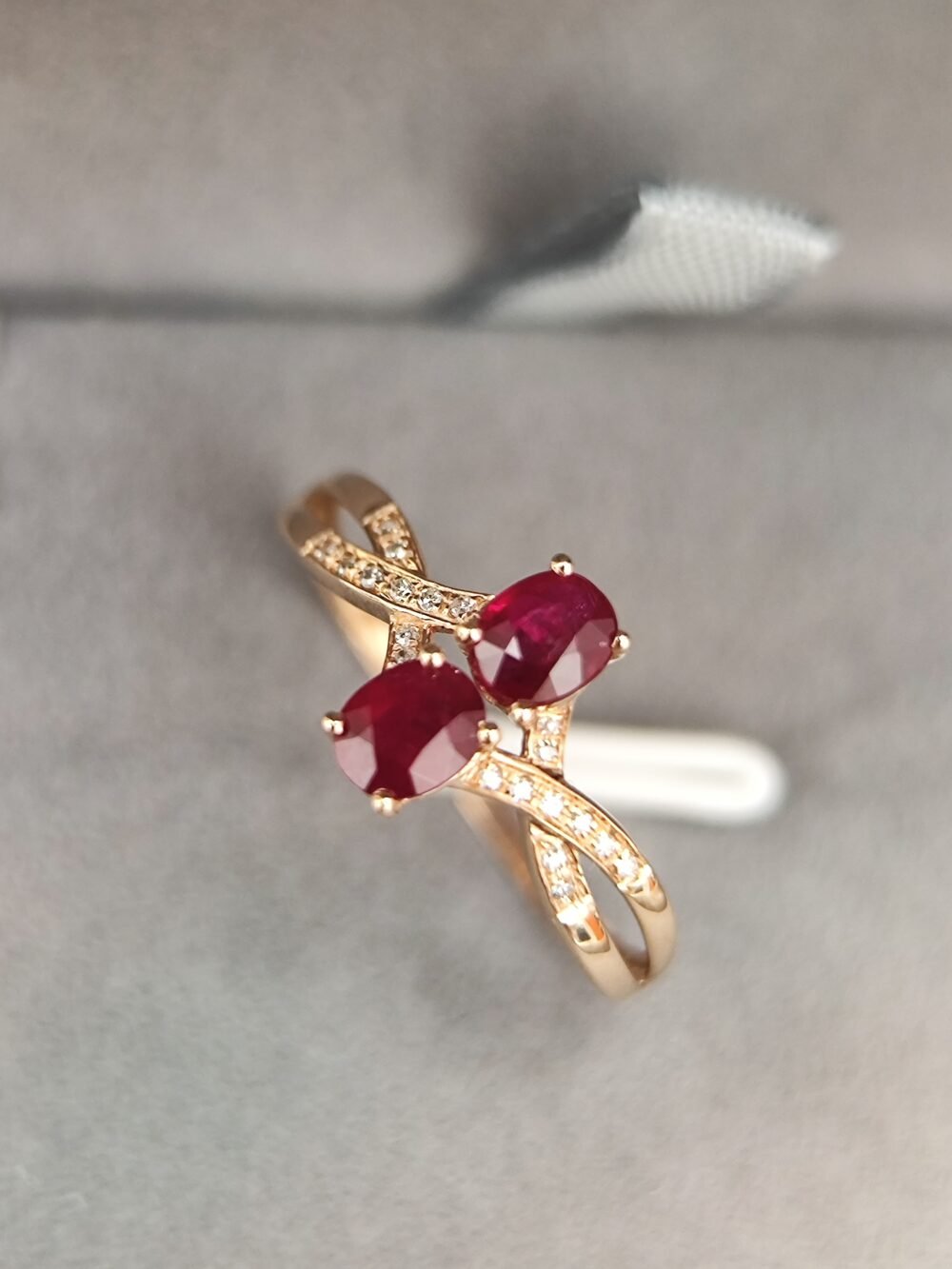 18k Rose Gold Ruby Diamond Ring - Brand new