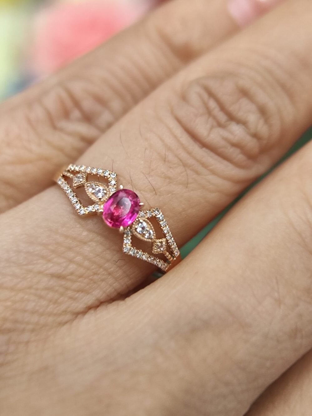 18k Rose Gold Ruby Diamond Ring - Brand new - Image 5