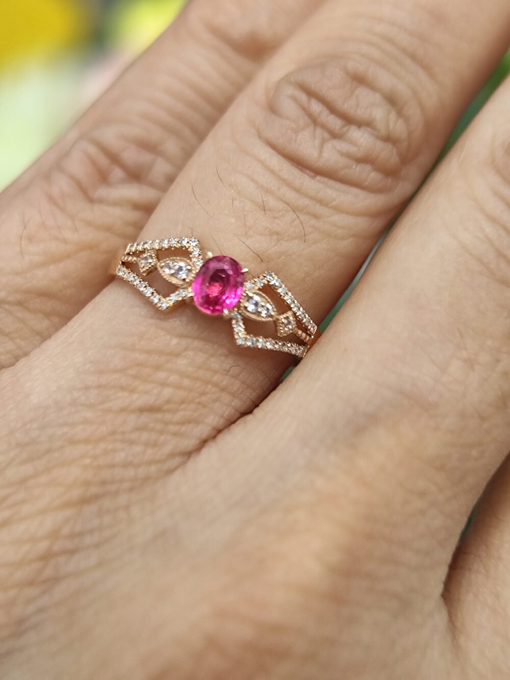 18k Rose Gold Ruby Diamond Ring - Brand new - Image 4
