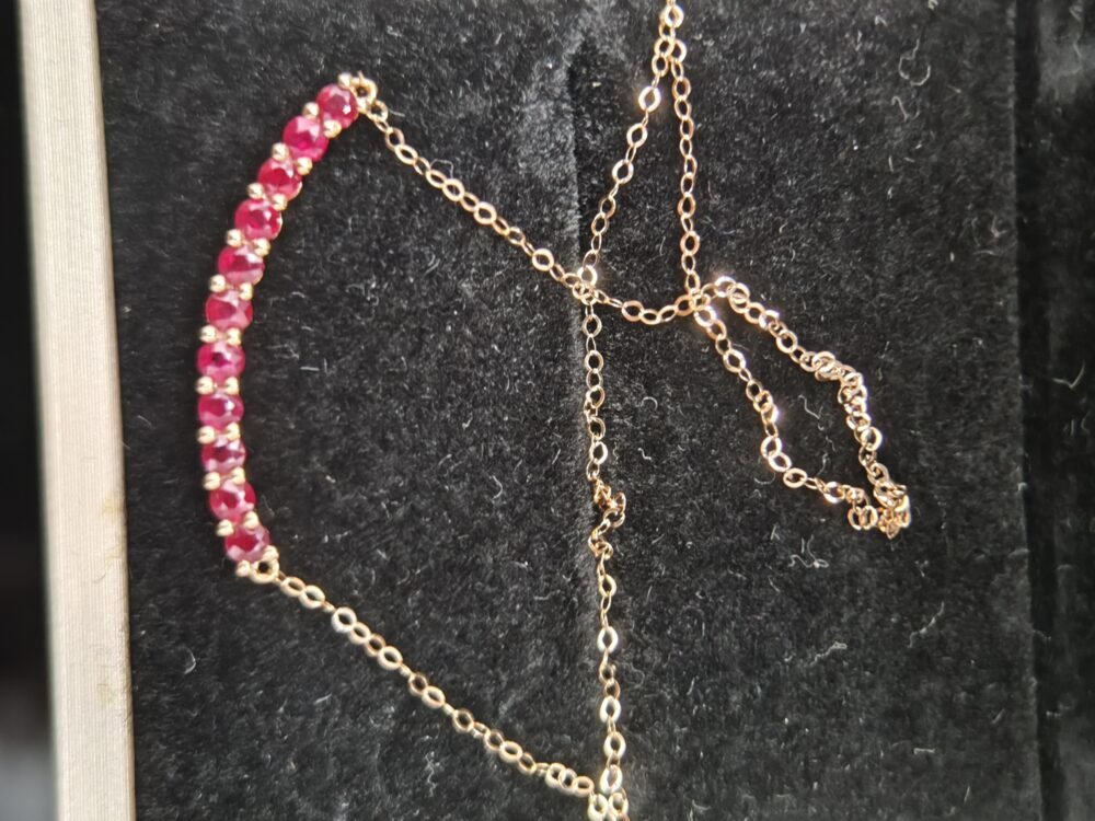 18k Rose Gold Ruby Pendant with Chain - Brand new