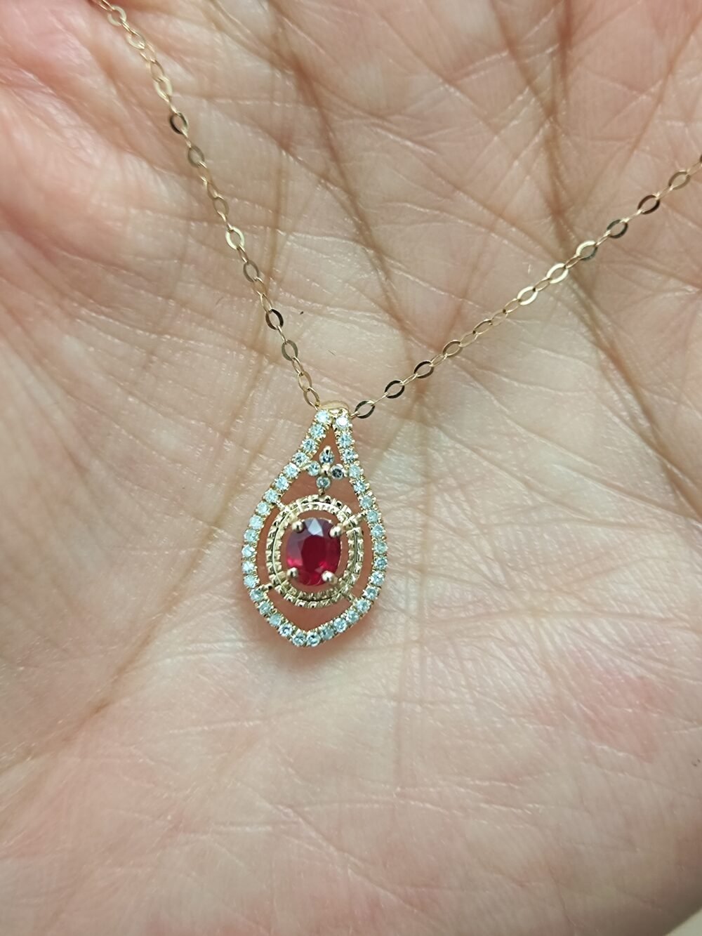 18k Rose Gold Ruby Diamond Pendant - Brand new - Image 4