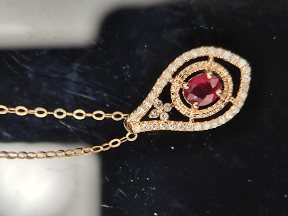 18k Rose Gold Ruby Diamond Pendant - Brand new - Image 2