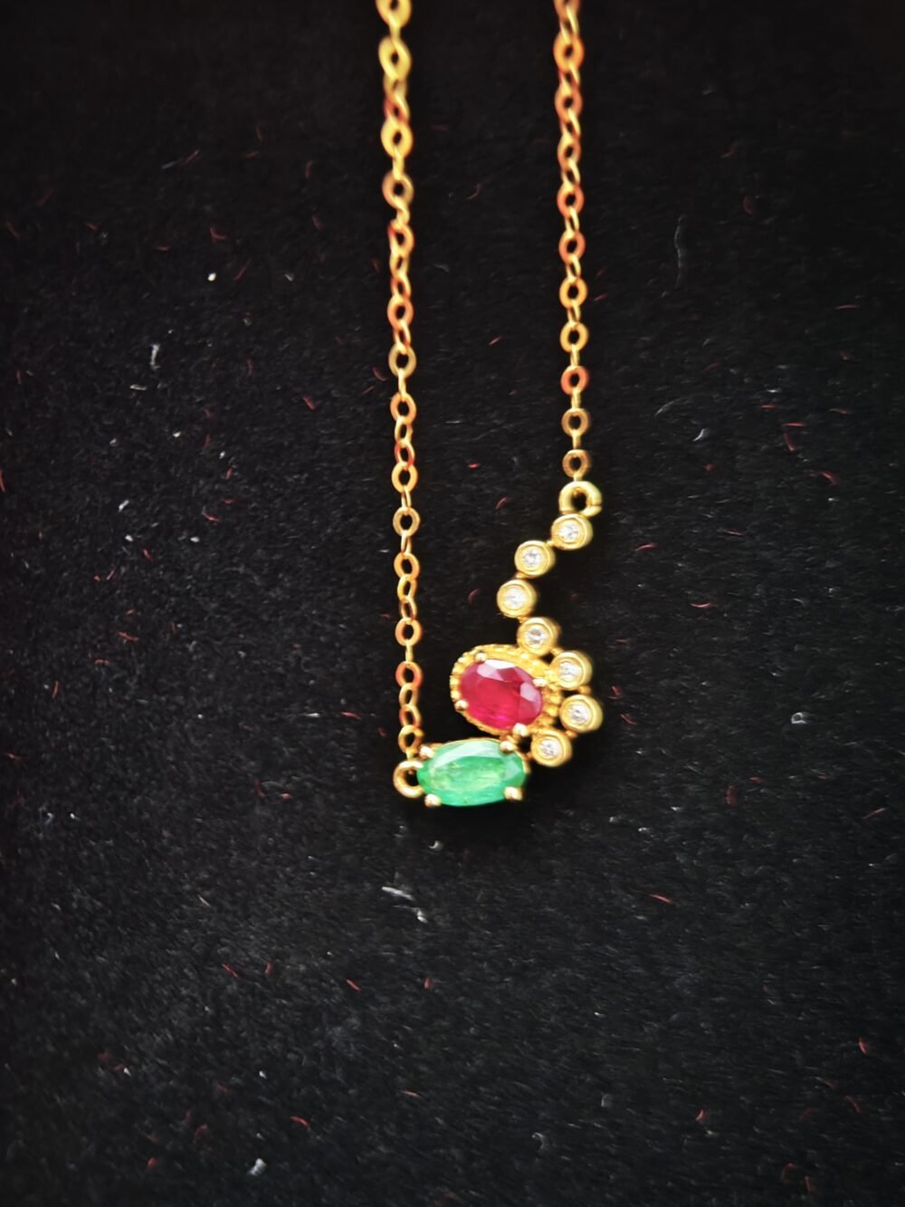 18k Rose Gold Emerald Ruby Diamond Pendant - Brand new - Image 2
