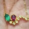 18k Rose Gold Emerald Ruby Diamond Pendant - Brand new