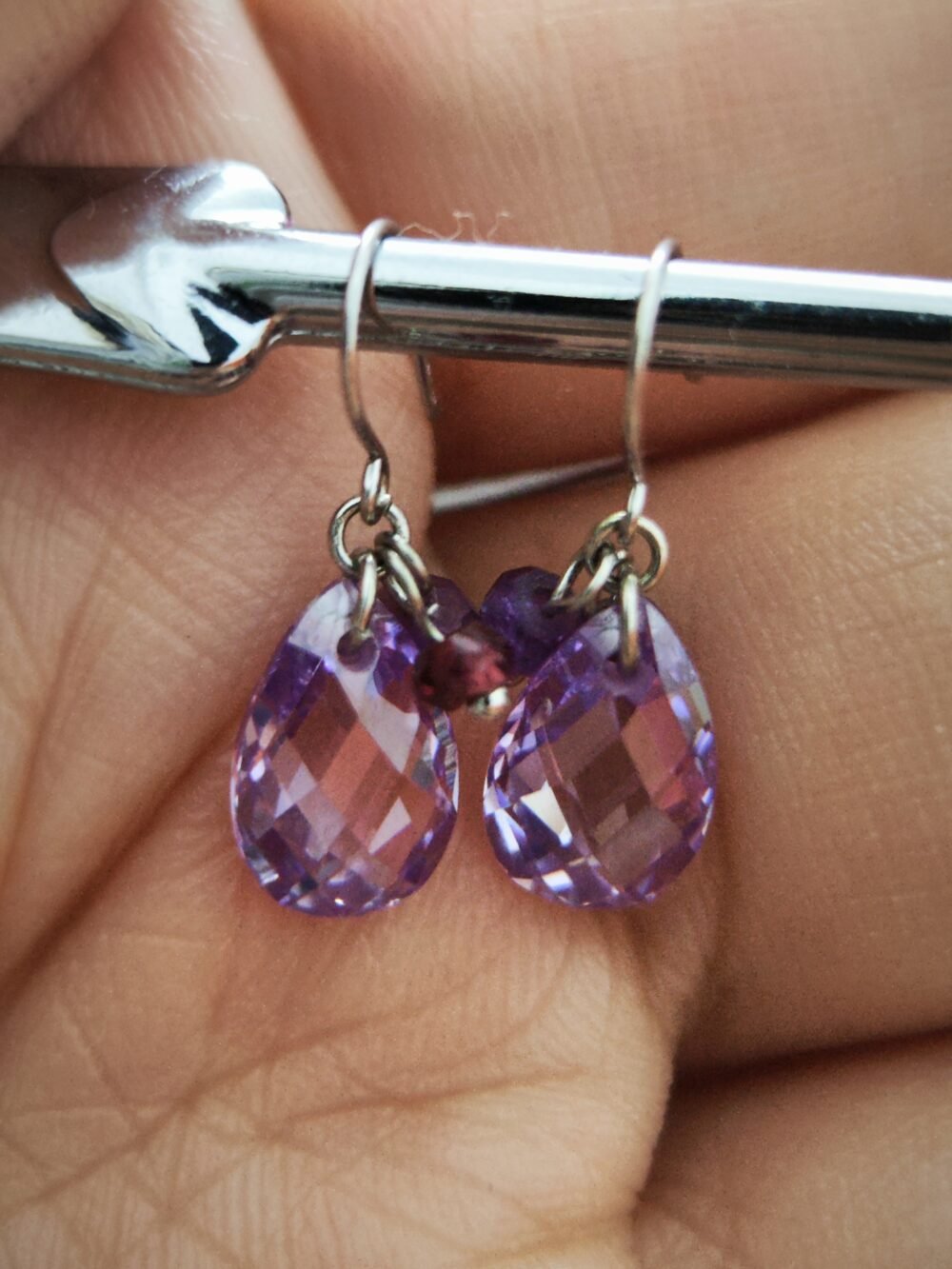 Amethyst 14k White Gold Earrings - Brand new - Image 3