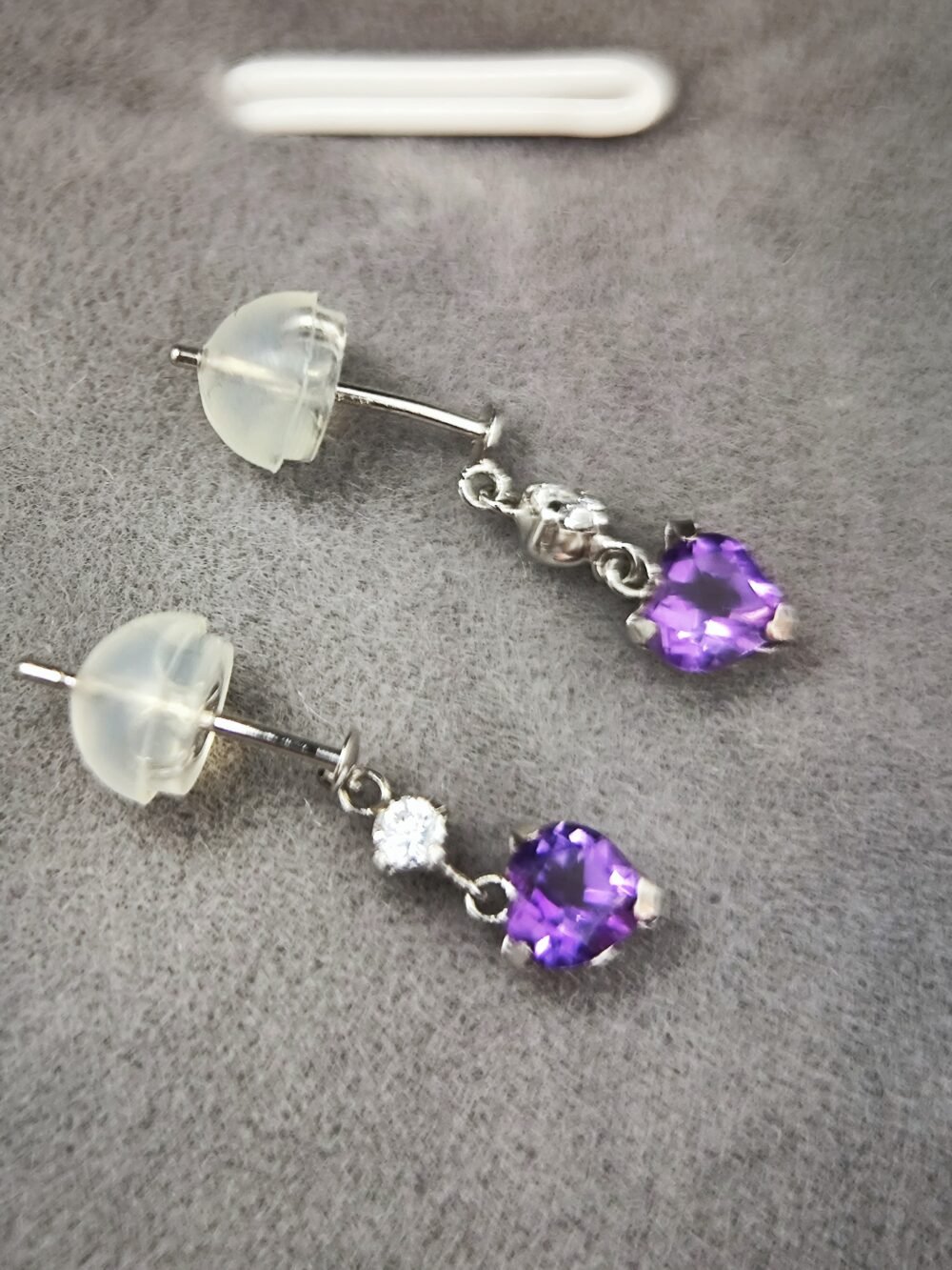 Amethyst 14k White Gold Earrings - Brand new - Image 2