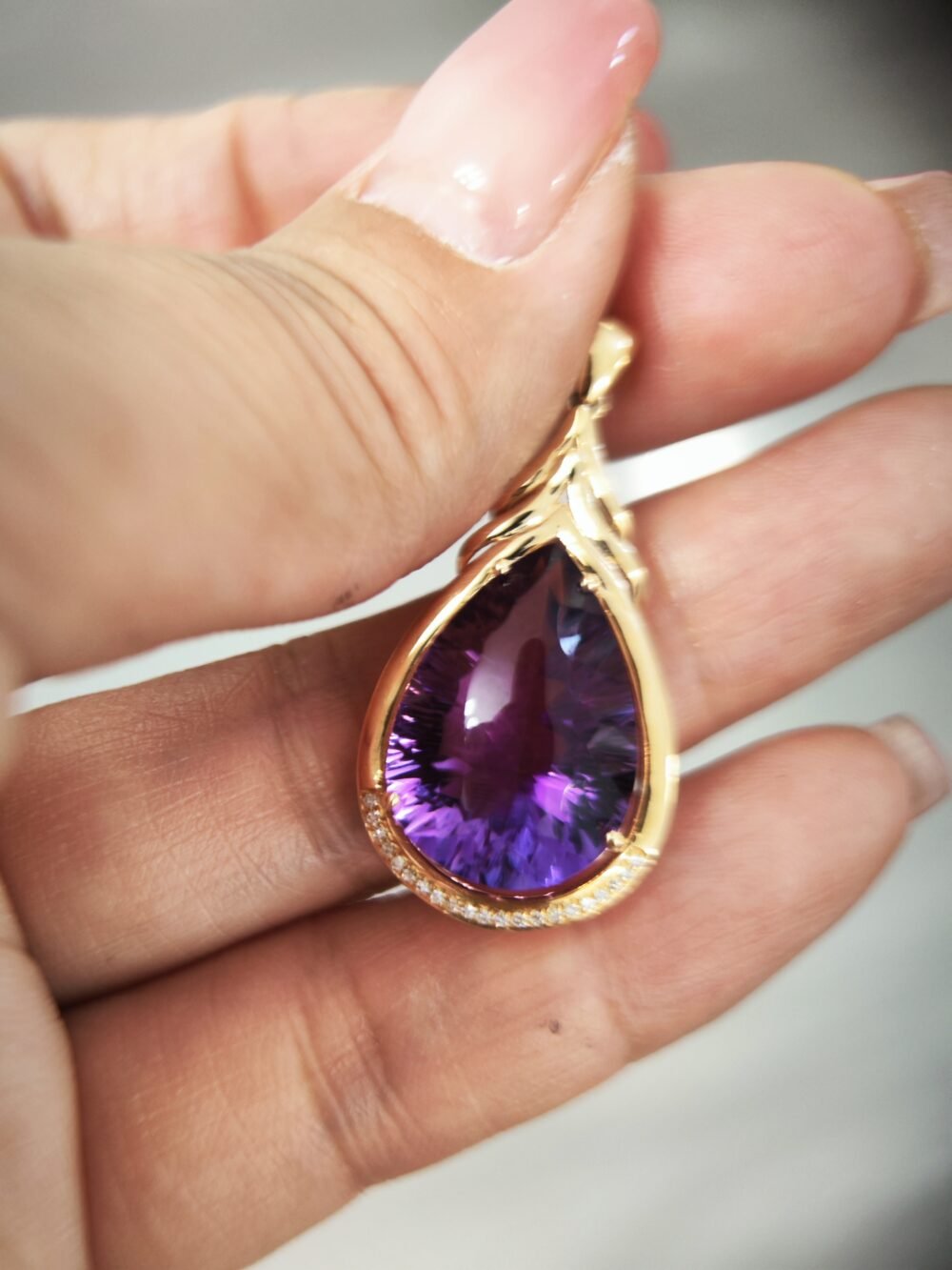 Amethyst 18k Gold Pendant - Brand new - Image 4
