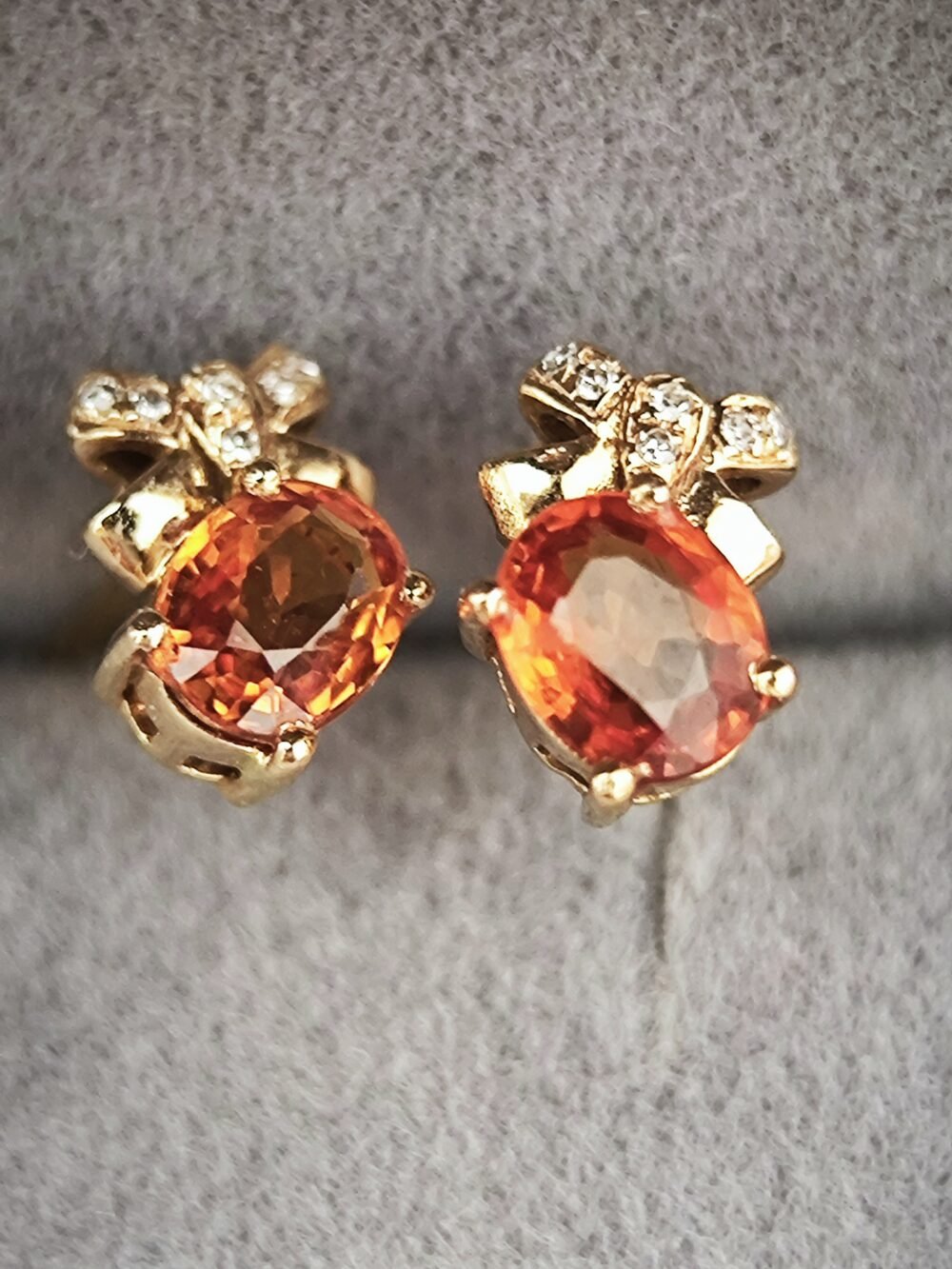 Yellow Sapphire Diamond 18k Rose Gold Earrings - Brand new