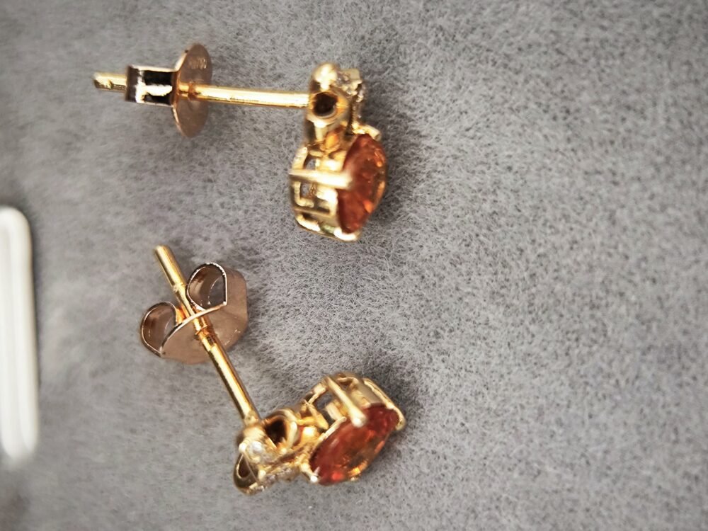 Yellow Sapphire Diamond 18k Rose Gold Earrings - Brand new - Image 3