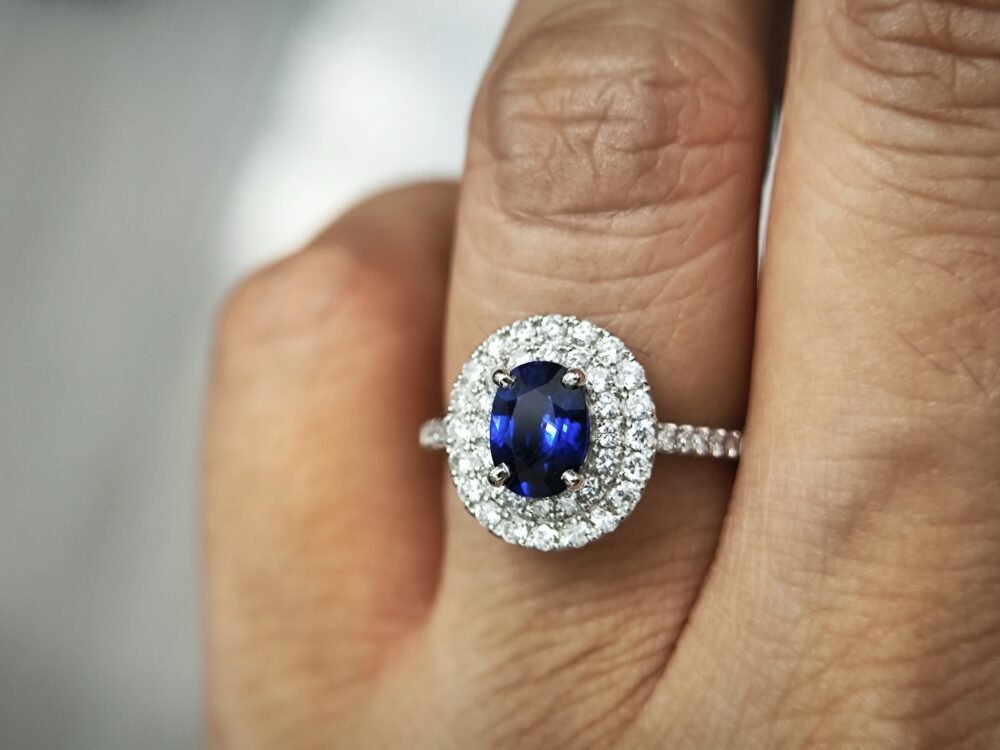 Blue Sapphire Ring in Platinum PT900 Setting - New condition - Image 5
