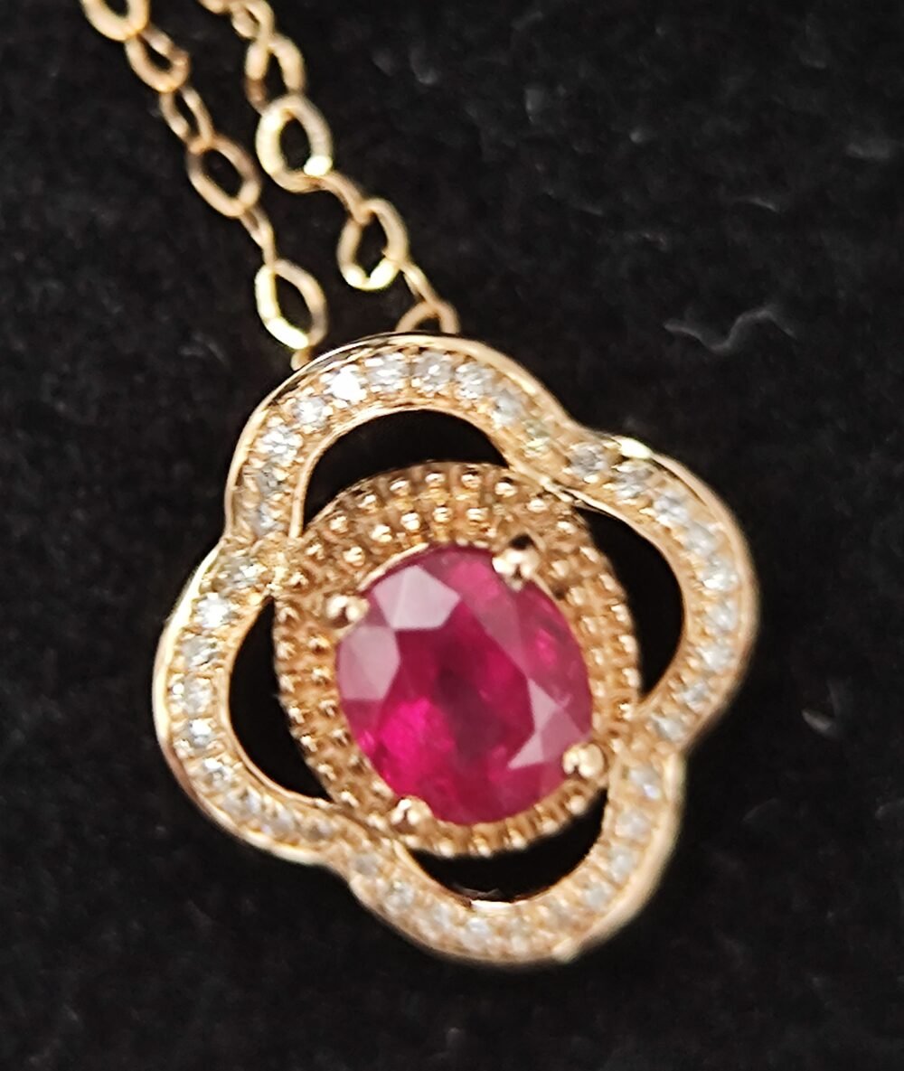 18k Rose Gold Ruby Diamond Pendant No Chain - Brand new - Image 5