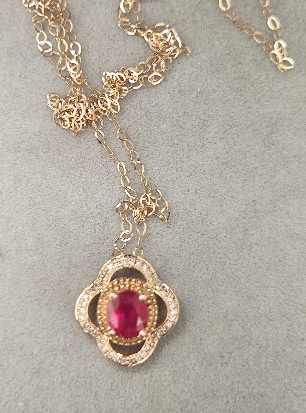 18k Rose Gold Ruby Diamond Pendant No Chain - Brand new - Image 3