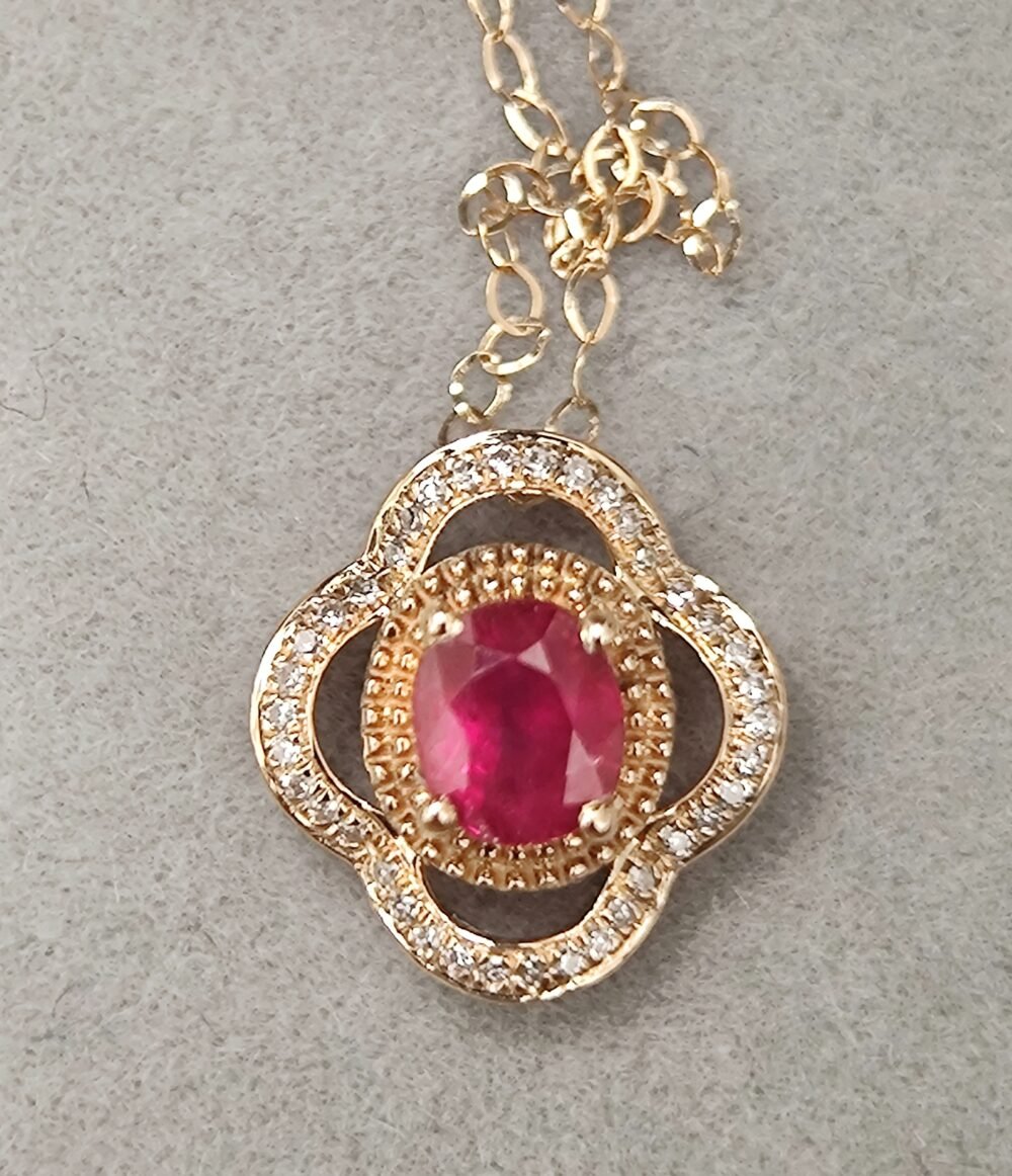 18k Rose Gold Ruby Diamond Pendant No Chain - Brand new - Image 2