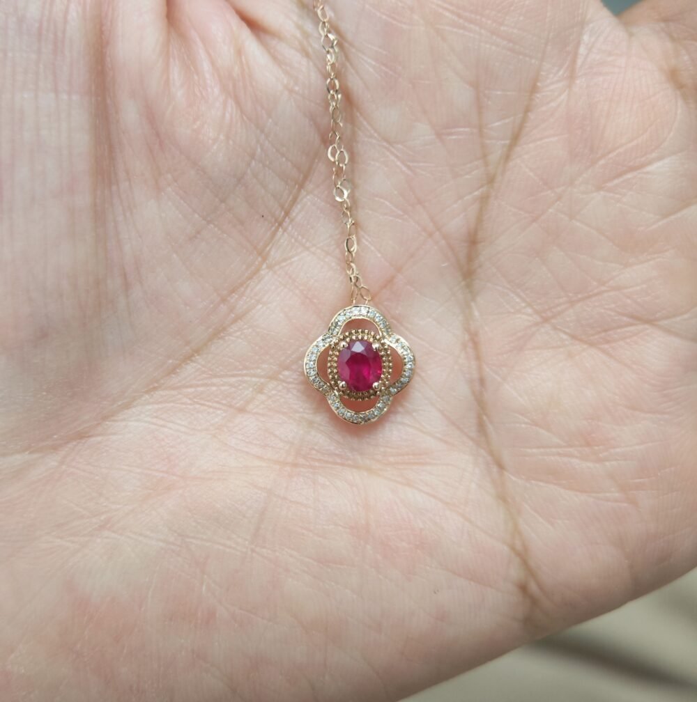 18k Rose Gold Ruby Diamond Pendant No Chain - Brand new - Image 4