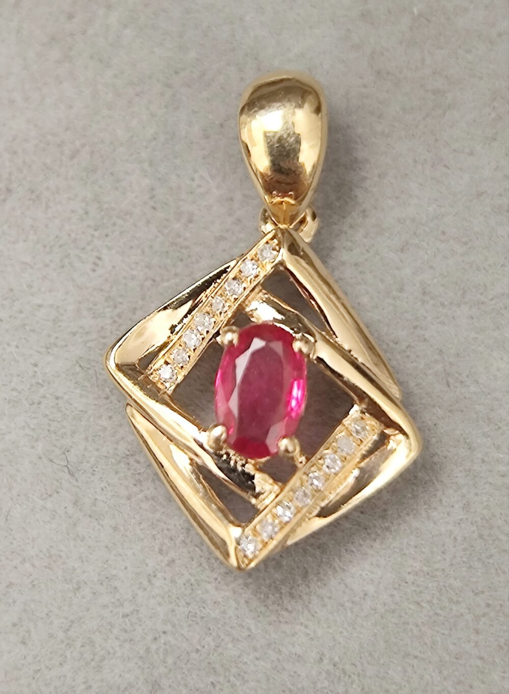 18k Rose Gold Ruby Diamond Pendant  - Brand new