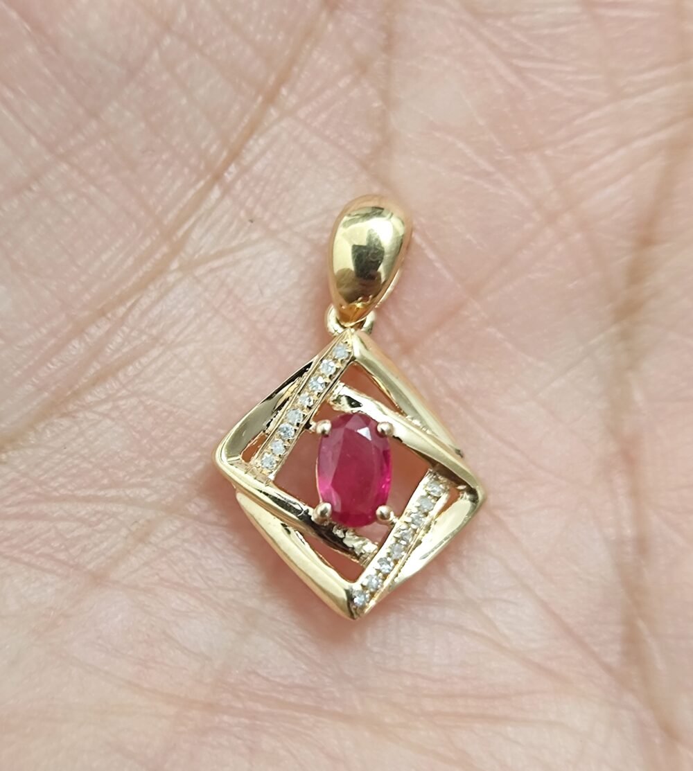 18k Rose Gold Ruby Diamond Pendant  - Brand new - Image 2