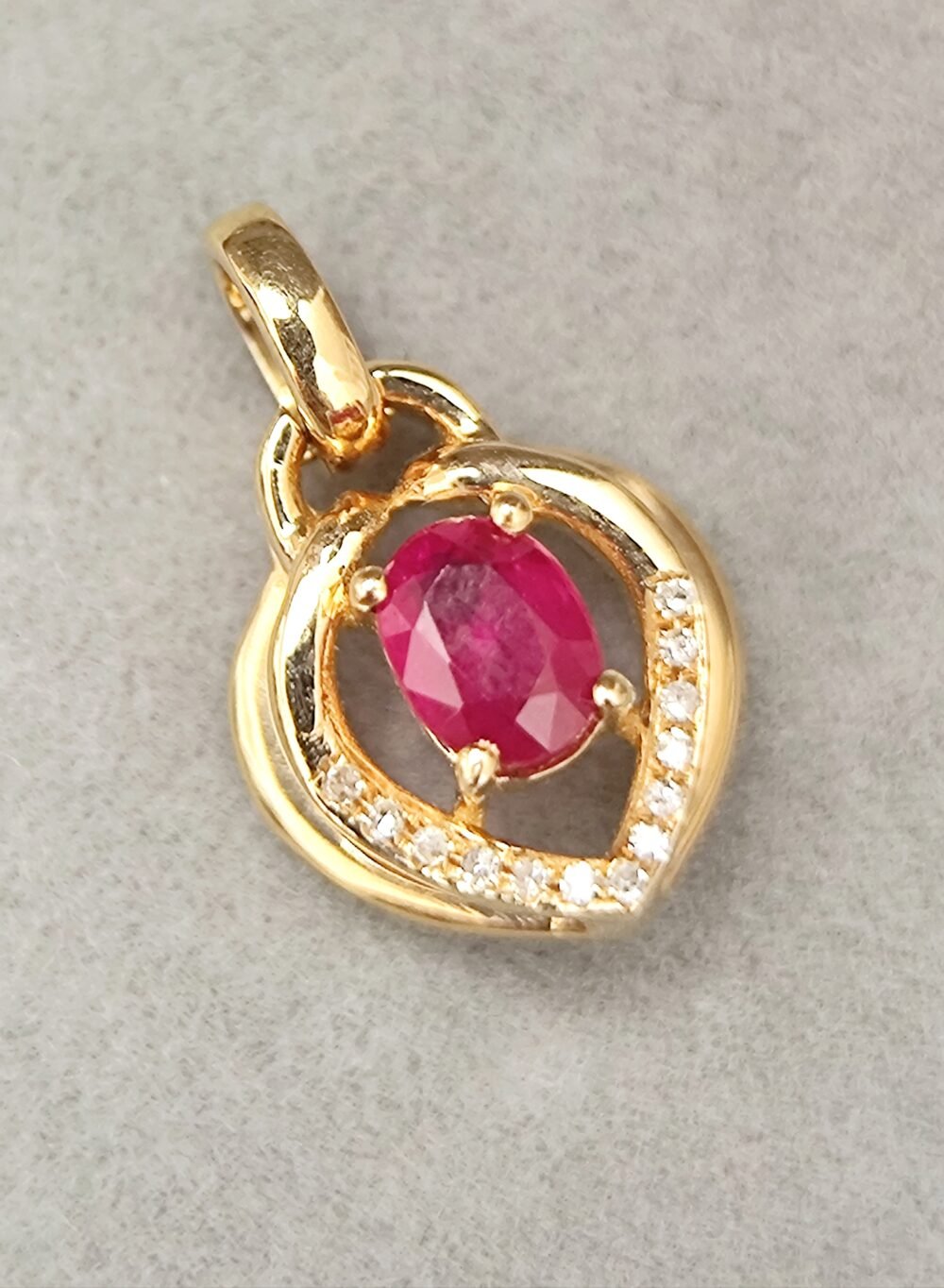 18k Rose Gold Ruby Diamond Pendant  - Brand new