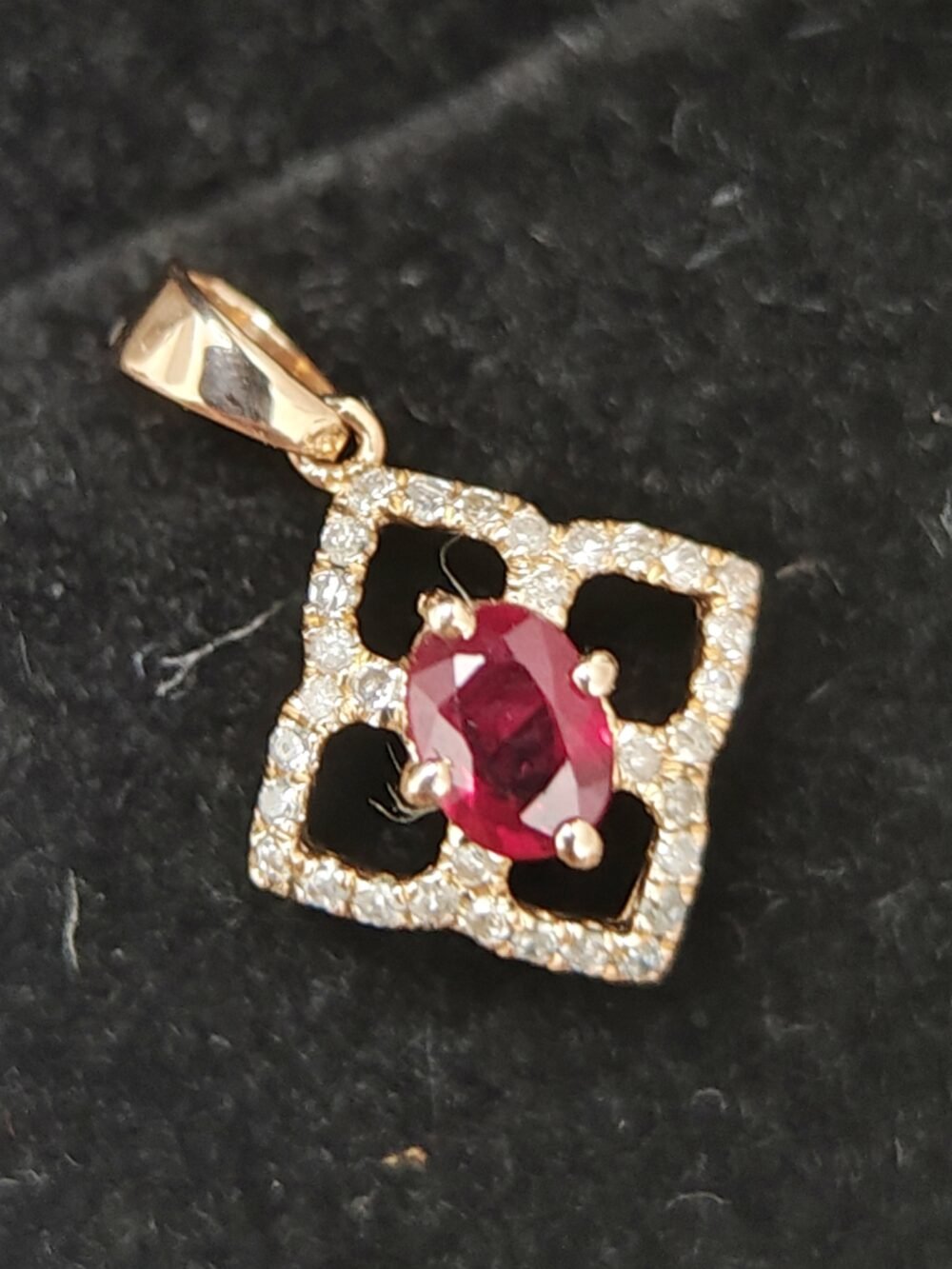 18k Rose Gold Ruby Diamond Pendant  - Brand new