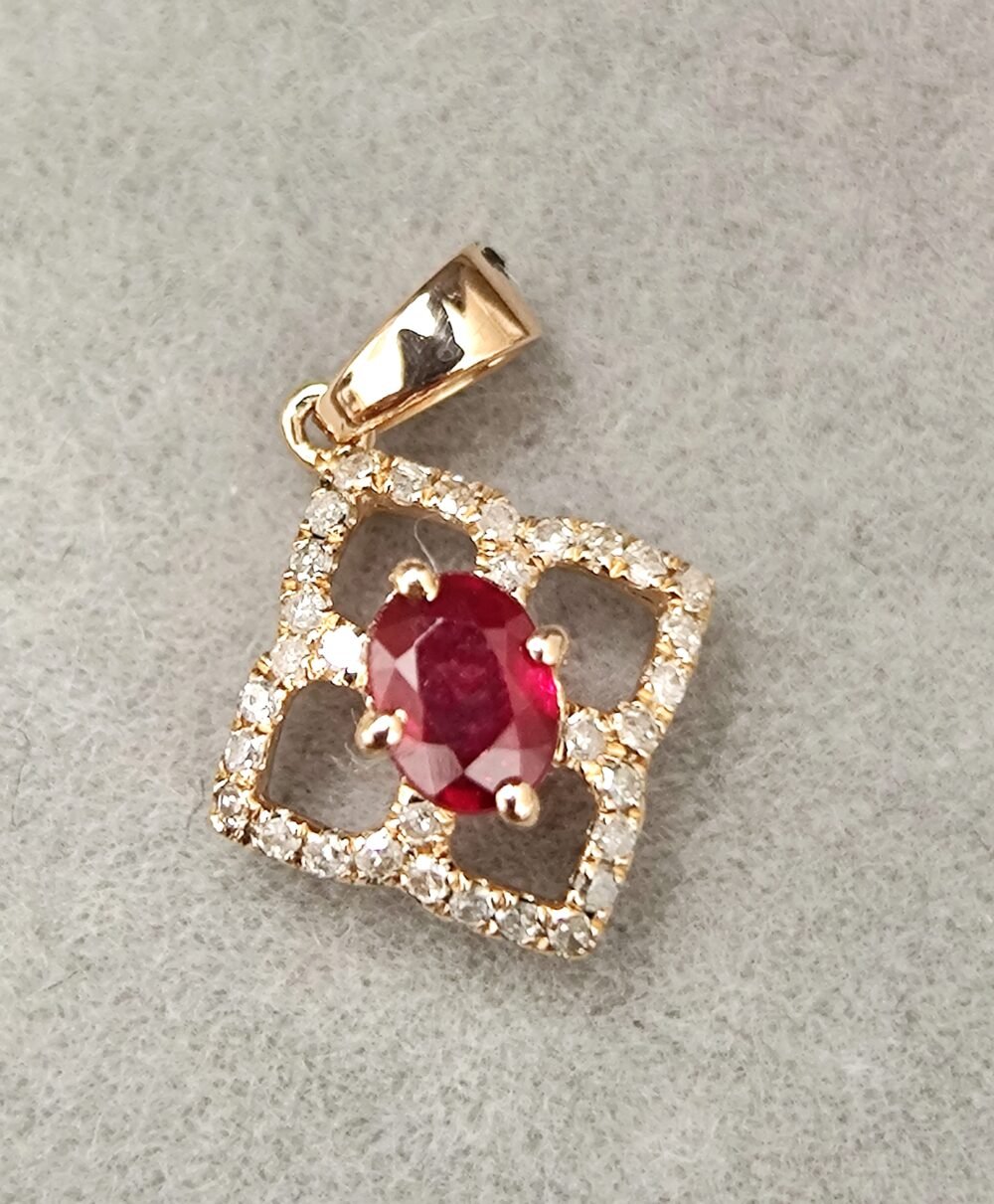 18k Rose Gold Ruby Diamond Pendant  - Brand new - Image 2