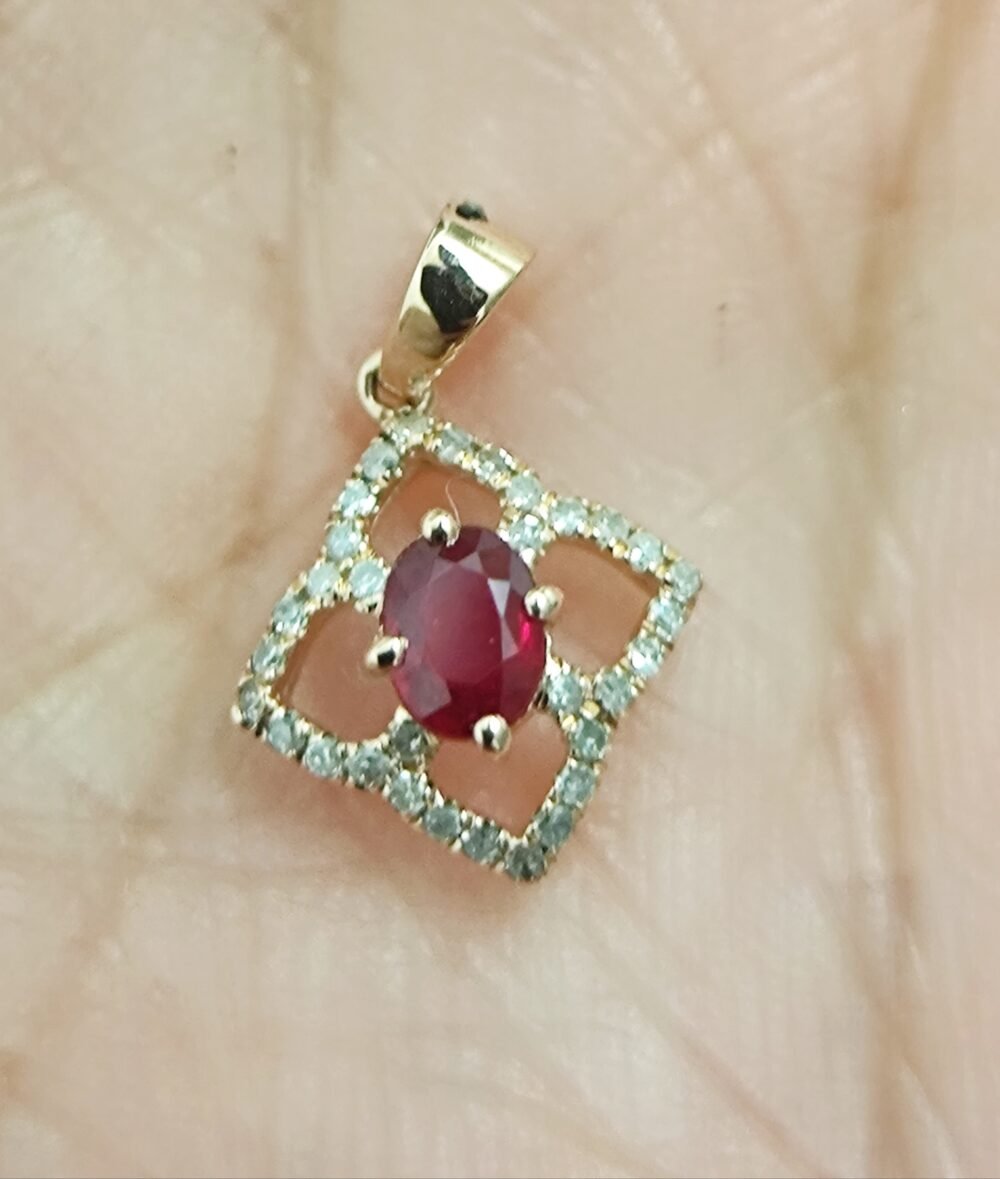 18k Rose Gold Ruby Diamond Pendant  - Brand new - Image 3