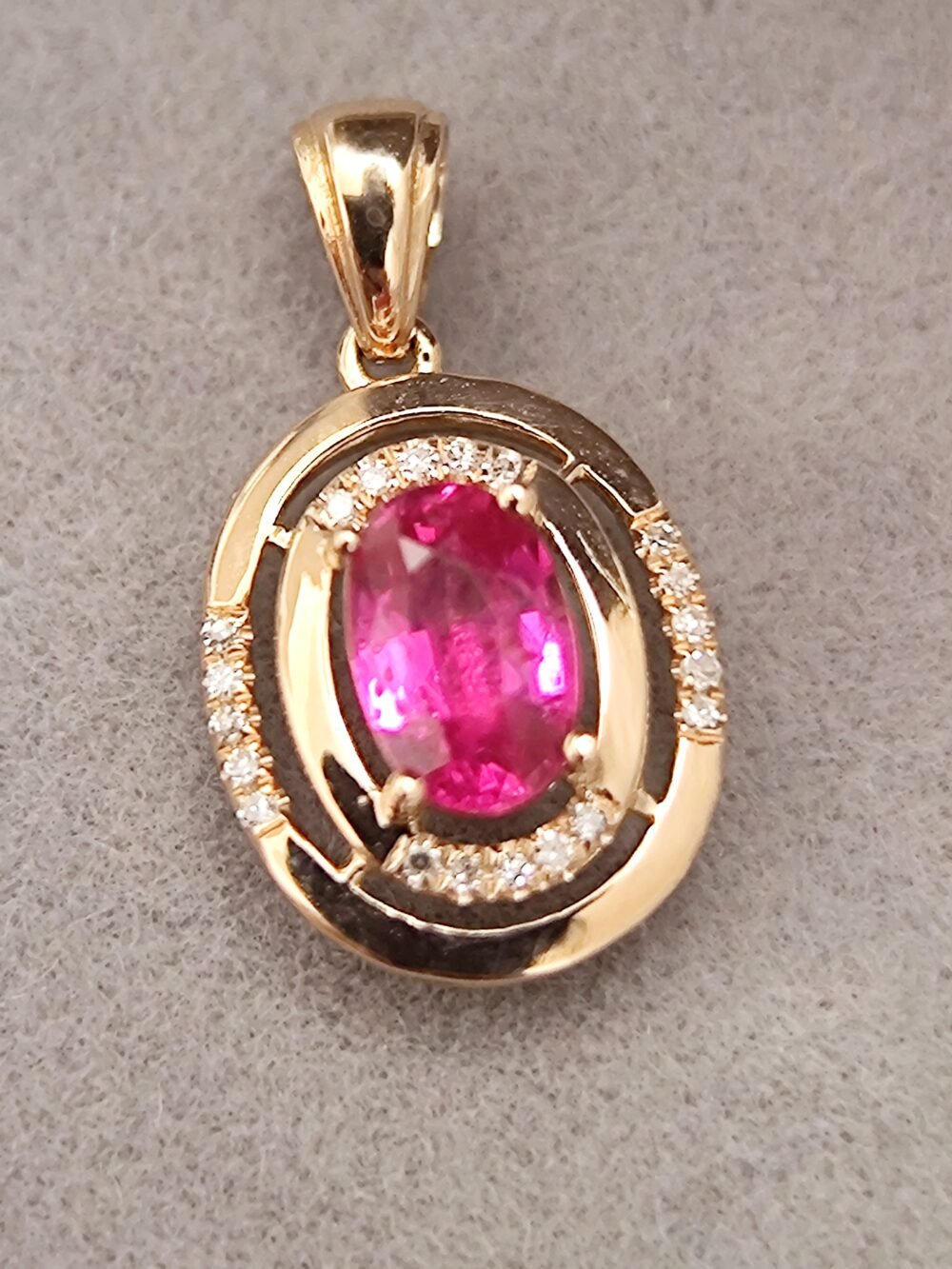 18k Rose Gold Ruby Diamond Pendant  - Brand new