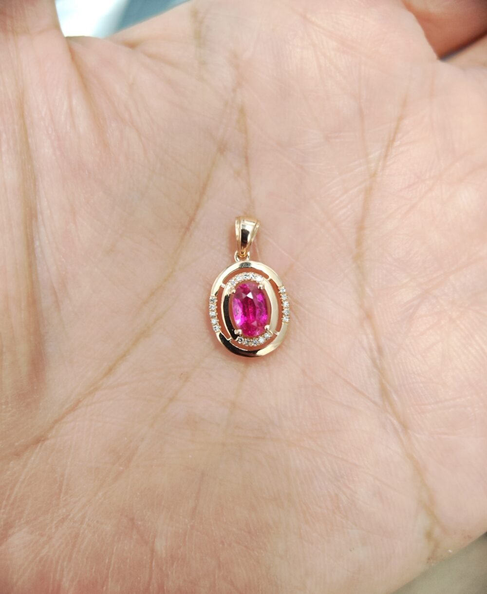 18k Rose Gold Ruby Diamond Pendant  - Brand new - Image 4