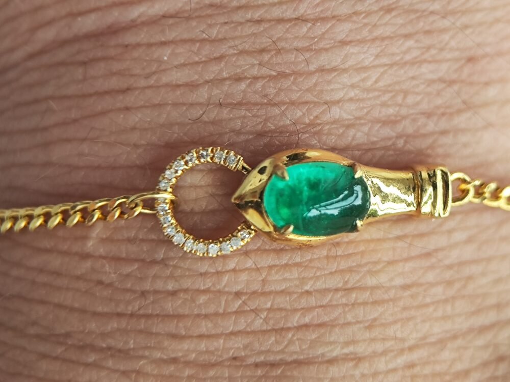 Emerald Diamond 18k Yellow Gold Bracelet - Brand new